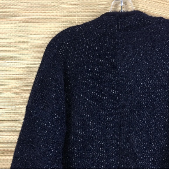Anthropologie Pilcro Oliver Shine Metallic Cardigan Navy One Size - Picture 6 of 10